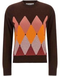 Ballantyne - Crewneck Sweater With Diamond Intarsia - Lyst