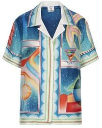 CASABLANCA - Printed Short Sleeve Silk Shirt - Lyst
