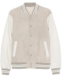 Eleventy - And Ivory Bi-Material Bomber Jacket - Lyst