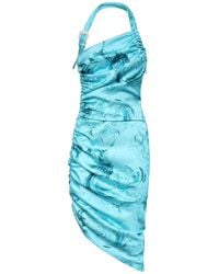 Versace Jeans Couture - Draped Midi Dress With Print - Lyst
