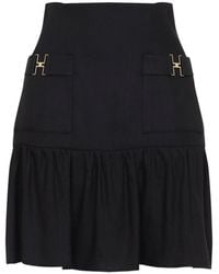 Elisabetta Franchi - Linen Blend Skirt With Jewel Details - Lyst