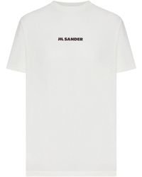 Jil Sander - Crew Neck Cotton T-Shirt With Logo - Lyst