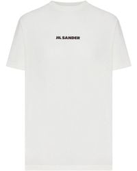 Jil Sander - Crew Neck Cotton T-Shirt With Logo - Lyst