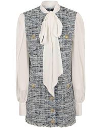 Balmain - 4 Pkts Pussy Bowl Tweed Crepe Dress - Lyst