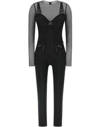Elisabetta Franchi - Jersey And Tulle Jumpsuit - Lyst