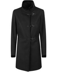 Fay - Wool Coat With Velvet Sleeves - Lyst