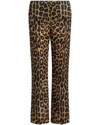 Alberta Ferretti - Straight Silk Organza Leopard-Print Trousers - Lyst