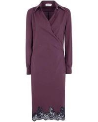 Alberta Ferretti - Tropical Wool Midi Dress - Lyst