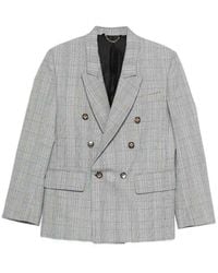 Victoria Beckham - Check Wool Double-Breasted Tailored Jacket - Lyst