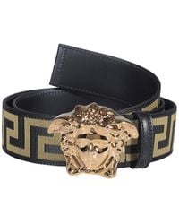 Versace - Medusa Head Greca Pattern Leather Belt - Lyst