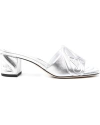 Alexander McQueen - Metallic Leather Heel Sandals - Lyst