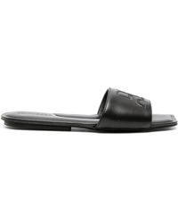 Courreges - Logo Leather Flat Sandals - Lyst