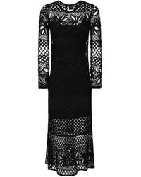 Pinko - Long Crochet Dress With Openwork - Lyst