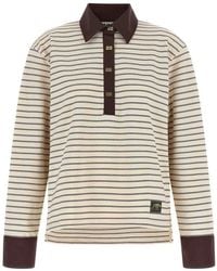 Ganni - Striped Cotton Polo Shirt - Lyst