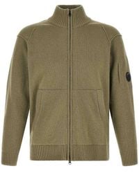 C.P. Company - Lambswool Grs Cardigan With Lens Detail - Lyst