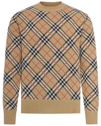 Burberry - Checked Cotton And Wool Pullover - Lyst