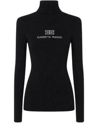 Elisabetta Franchi - Maglia Tricot Nero/Burro - Lyst