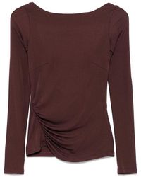 Elisabetta Franchi - T-Shirt With Boat Neck Thin Straps - Lyst