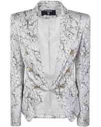 Balmain - Groseille Print Satin Jacket - Lyst