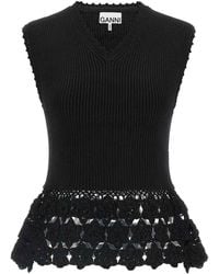 Ganni - Cotton Crochet Vest - Lyst