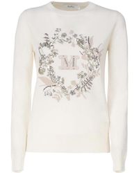 Max Mara - Wool And Cashmere Sweater With Embroidery - Lyst