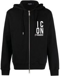 DSquared² - Icon Logo-Print Zipped Hoodie - Lyst