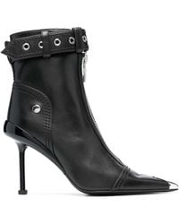 McQueen - Leather Ankle Boots With Zippered Closure And Adjustable Buckle - Lyst