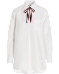 Thom Browne - Logo Bow Blouse - Lyst
