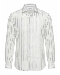Brunello Cucinelli - Stripe Linen Easy Fit Shirt - Lyst