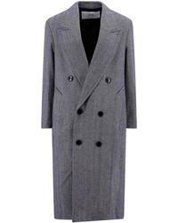 Ami Paris - Virgin Wool Coat With Herringbone Motif - Lyst