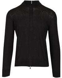 Tagliatore - Cotton And Silk High Neck Zip Sweater - Lyst