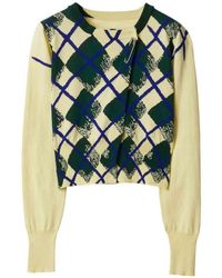 Burberry - Cotton Argyle Cardigan - Lyst