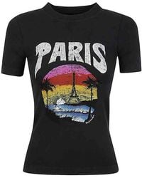 Balenciaga - Paris Tropical Cotton T-shirt - Lyst