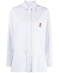 KENZO - Embroidered-logo Pinstripe Shirt - Lyst