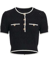 Self-Portrait - Pointelle Knit Top - Lyst
