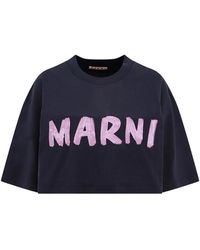 Marni - Cropped Logo T-Shirt - Lyst
