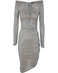 Elisabetta Franchi - Long Sleeves Dress With Paillettes - Lyst