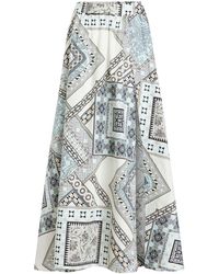 Etro - Geometric Print Cotton Long Skirt - Lyst