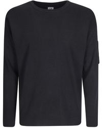 C.P. Company - Cotton Sea Island Crewneck Lens Sweater - Lyst