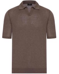 Nome - V-Neck Polo Shirt With Melange Effect - Lyst