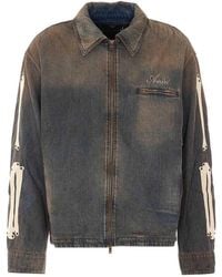 Amiri - Dark Dust Lea Bones Denim Jacket - Lyst