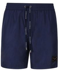 Dolce & Gabbana - Swim Shorts With Metal Logo Plate - Lyst
