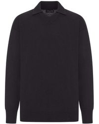 Roberto Collina - V-Neck Wool Polo Shirt - Lyst