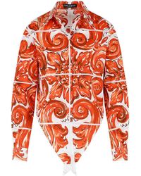 Dolce & Gabbana - Dolce & Gabbana Majolica Print Cotton Poplin Shirt - Lyst