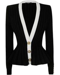 Balmain - V-Neck Velvet Knit Jacket - Lyst