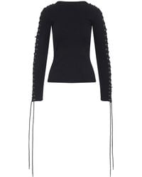 Balenciaga - Lace-Up Long Sleeves T--Shirt - Lyst