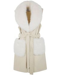 Betta Corradi - Waistcoat Fur Neck And Pockets - Lyst