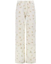 MSGM - Trousers With Floral Pattern - Lyst