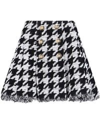 Balmain - Mini Pied De Poule Skirt - Lyst
