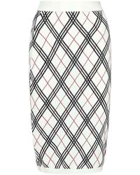 Burberry - Argyle Check Midi Skirt - Lyst